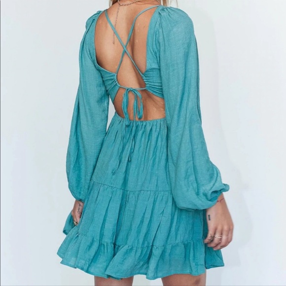 Princess Polly Dresses & Skirts - NWT Princess Polly Tiered Turquoise Dress, Size 4